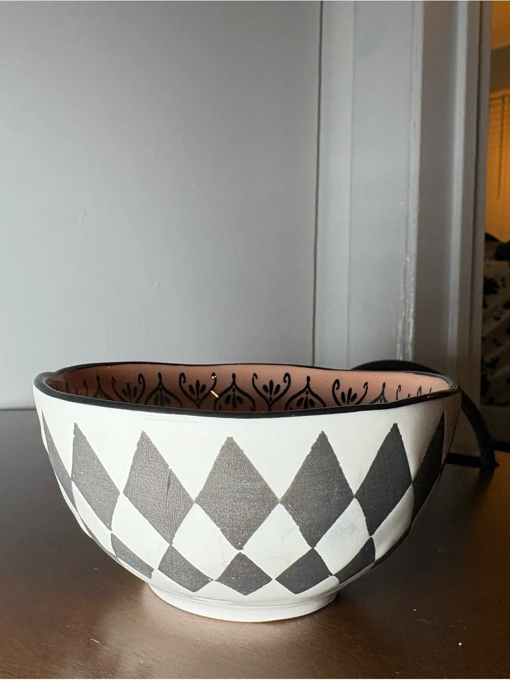 Pink Masquerade Cat Ceramic Accent Bowl - Decorative Home Vase
